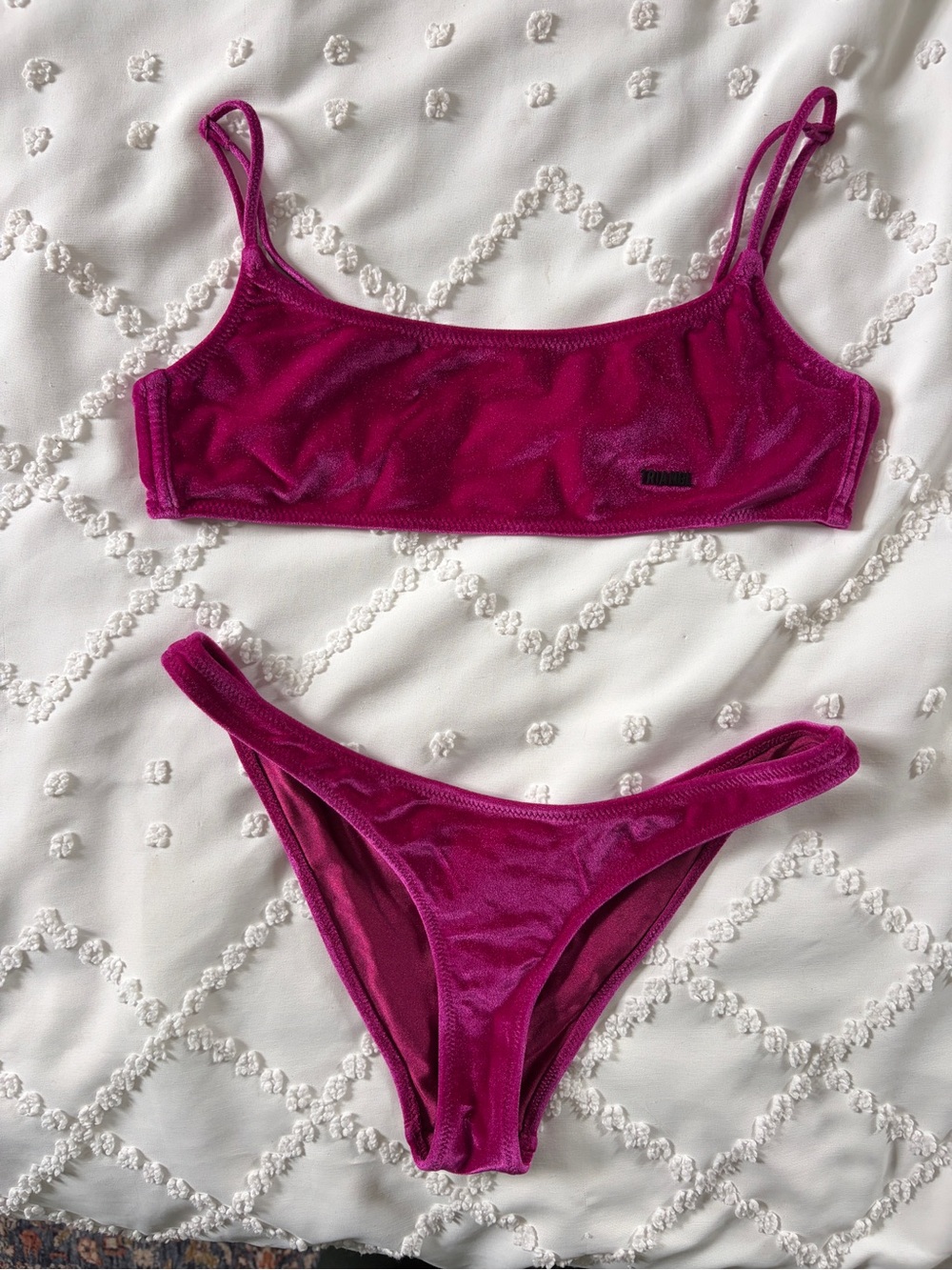 Fuchsia Velvet Bikini Set